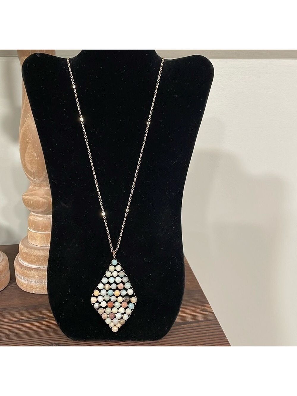 Erica Nikol diamond shaped pendant gold tone necklace
